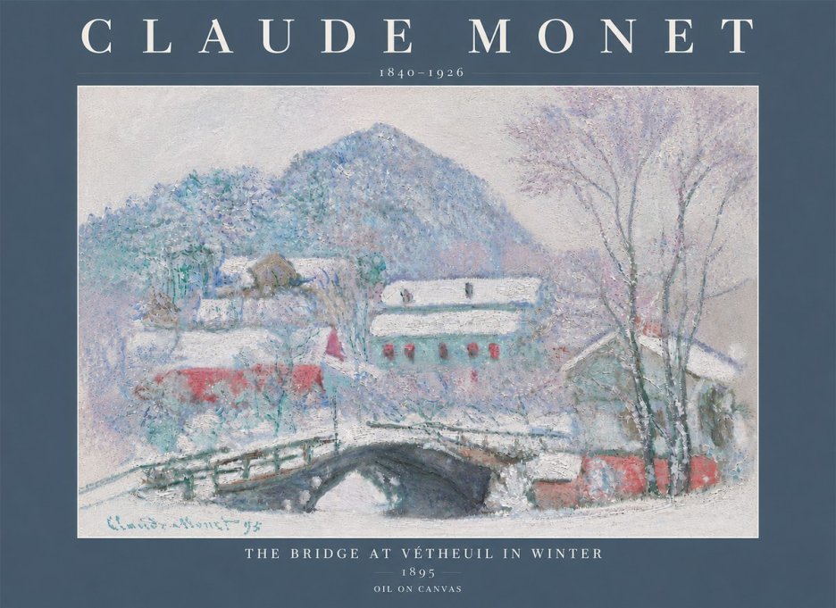 Monet The Bridge at Vétheuil in Winter No5 - Poszter