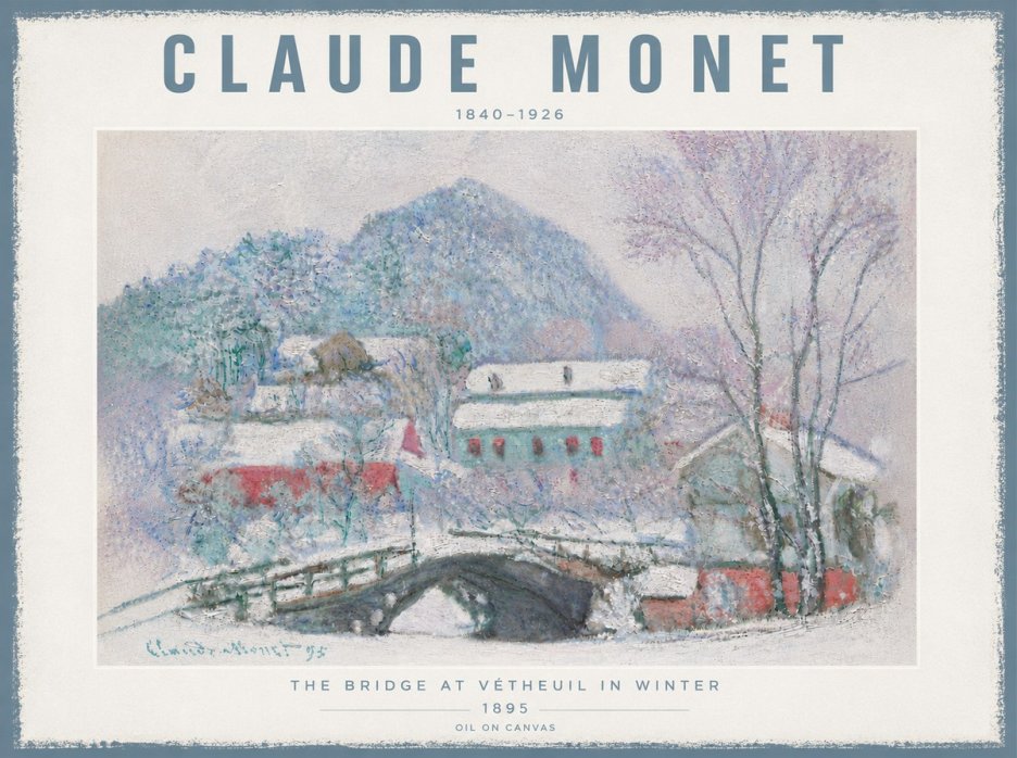 Monet The Bridge at Vétheuil in Winter No6 - Poszter