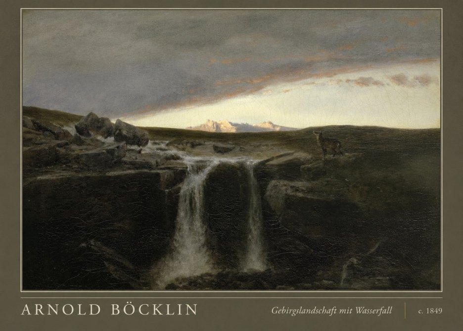 Arnold Böcklin Gebirgslandschaft Mit Wasserfall No3 - Poszter