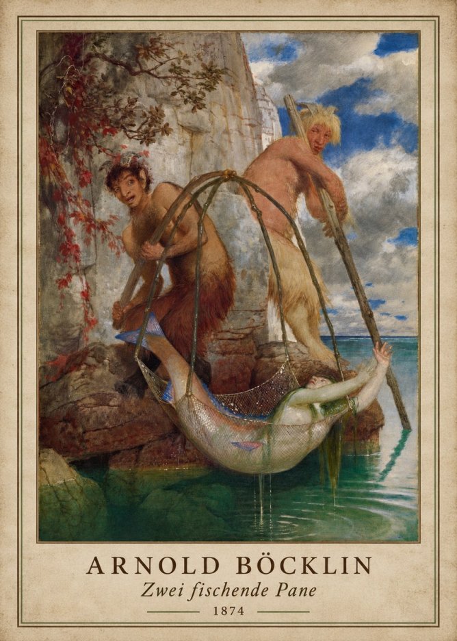 Arnold Böcklin Zwei Fischende Pane No1 - Poszter
