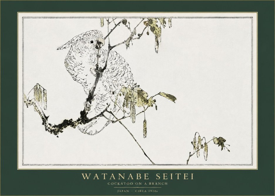 Watanabe Seitei Cockatoo on a Branch No2 - Poszter
