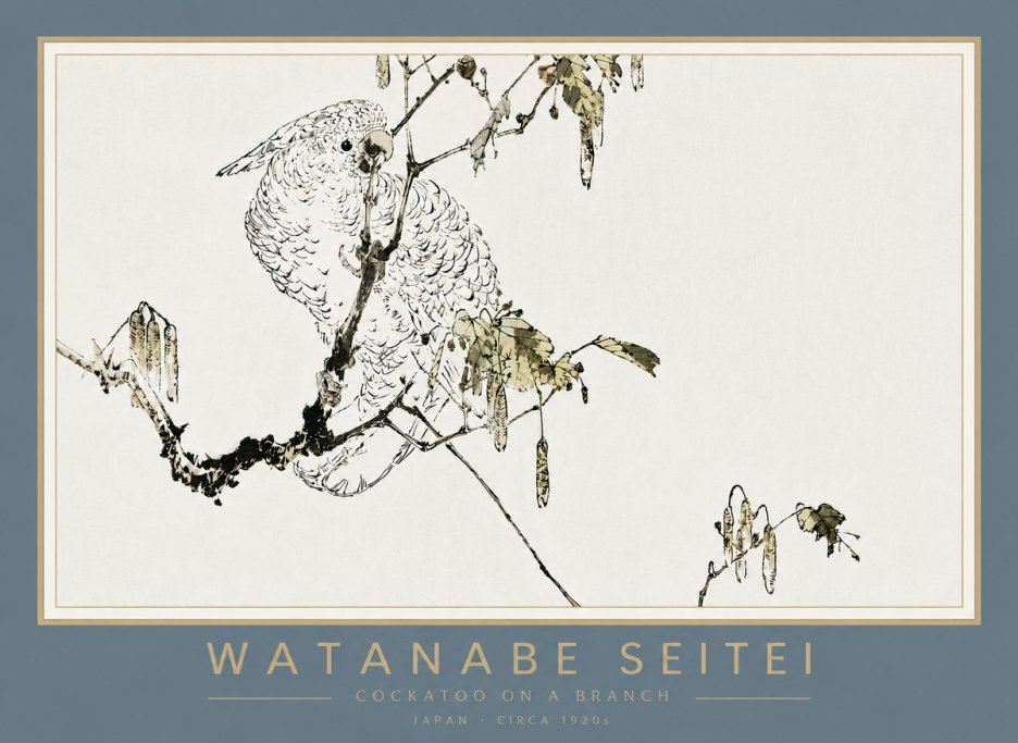 Watanabe Seitei Cockatoo on a Branch No4 - Poszter