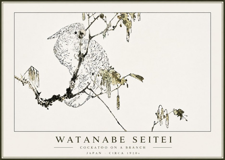 Watanabe Seitei Cockatoo on a Branch No5 - Poszter
