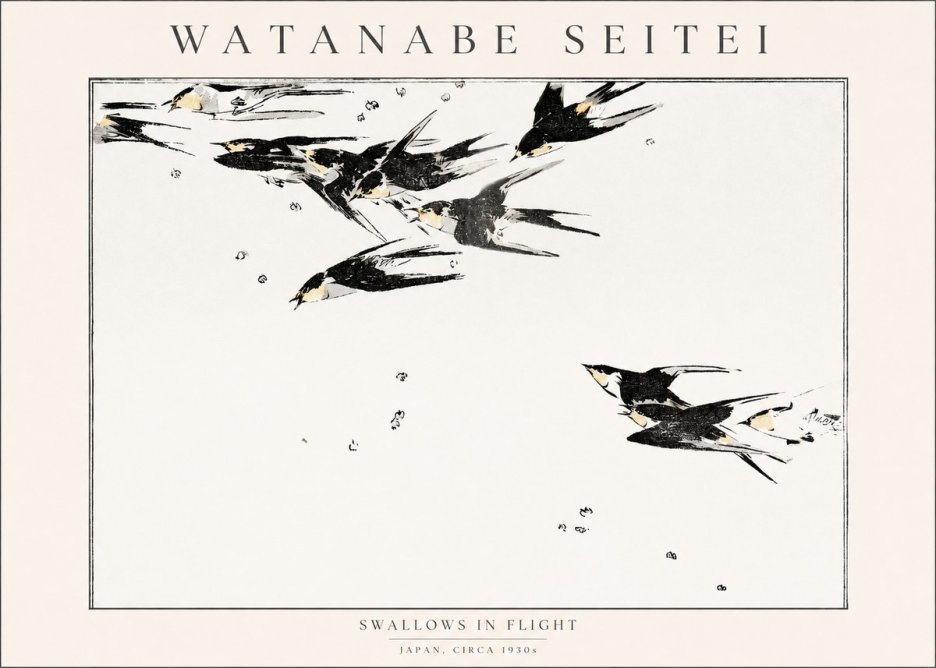 Watanabe Seitei Swallows in Flight No1 - Poszter