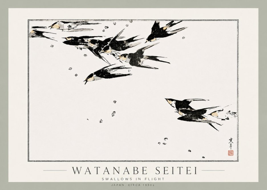 Watanabe Seitei Swallows in Flight No3 - Poszter