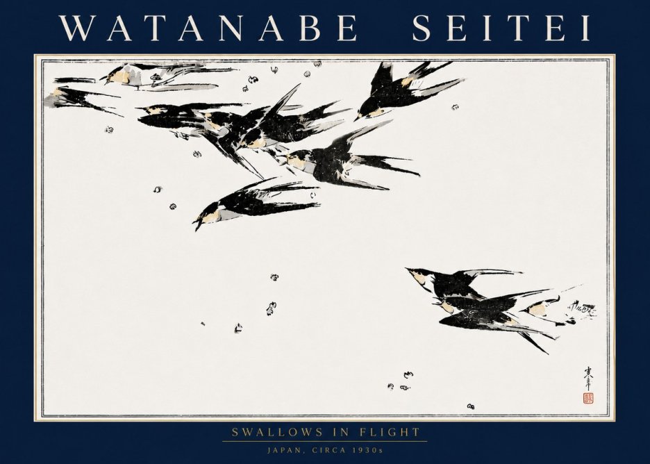 Watanabe Seitei Swallows in Flight No4 - Poszter