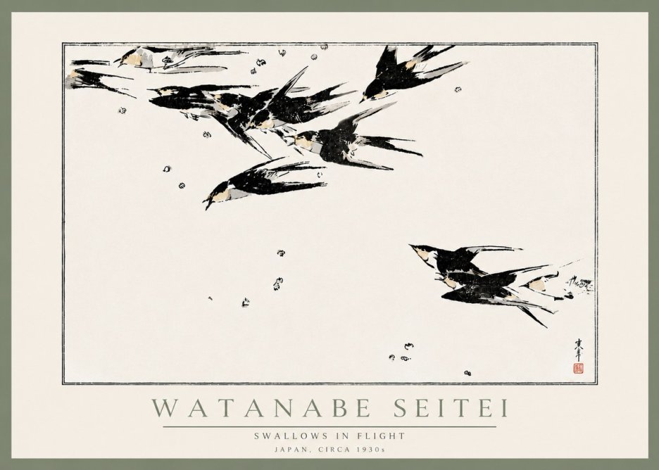 Watanabe Seitei Swallows in Flight No6 - Poszter