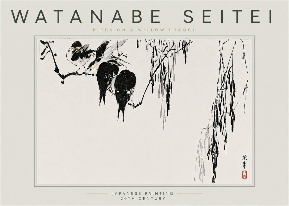Watanabe Seitei Birds on a Willow Branch No6 - Poszter