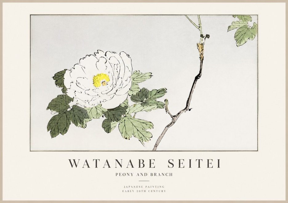 Watanabe Seitei Peony and Branch No1 - Poszter