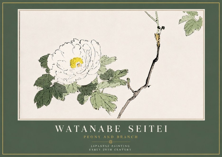 Watanabe Seitei Peony and Branch No4 - Poszter