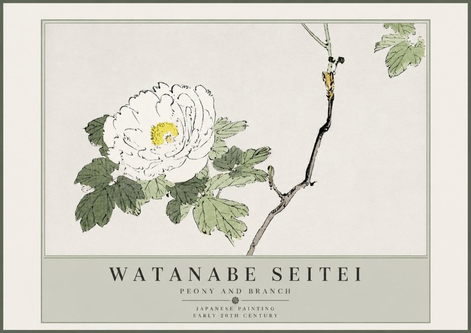 Watanabe Seitei Peony and Branch No5 - Poszter