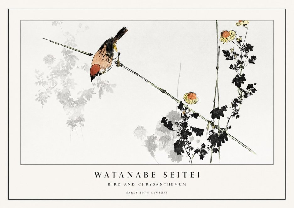 Watanabe Seitei Bird and Chrysanthemum No1 - Poszter