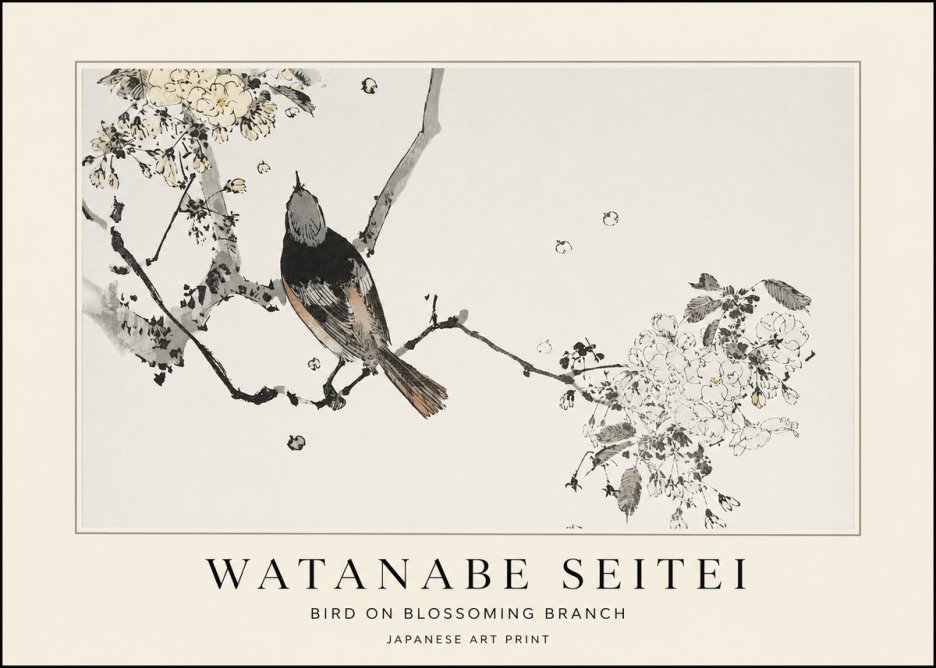 Watanabe Seitei Bird on Blossoming Branch No1 - Poszter