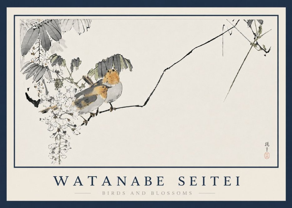 Watanabe Seitei Birds and Blossoms No3 - Poszter