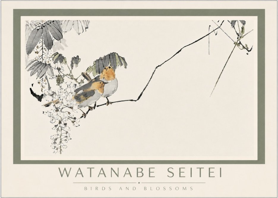 Watanabe Seitei Birds and Blossoms No4 - Poszter