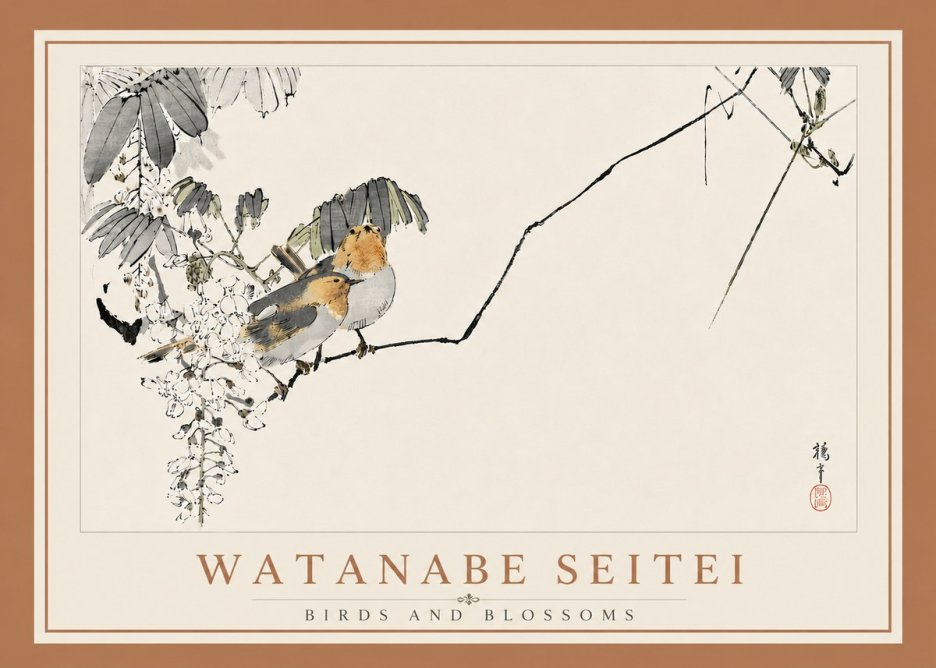 Watanabe Seitei Birds and Blossoms No6 - Poszter