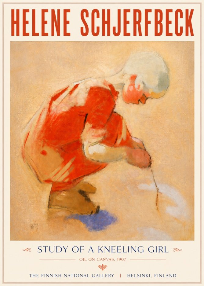Helene Schjerfbeck Study of a Kneeling Girl No5 - Poszter