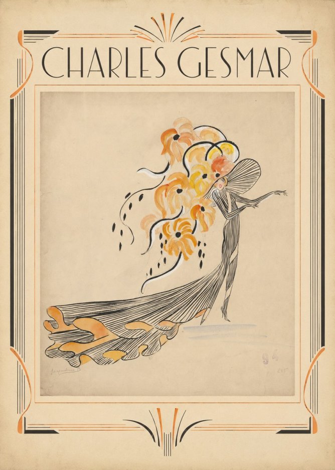 Charles Gesmar Lady with Floral Headdress No1 - Poszter