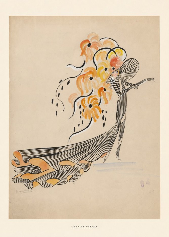 Charles Gesmar Lady with Floral Headdress No5 - Poszter