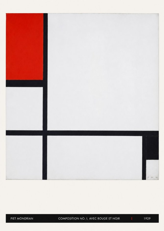 Piet Mondrian Composition No. I, Avec Rouge Et Noir No5 - Poszter