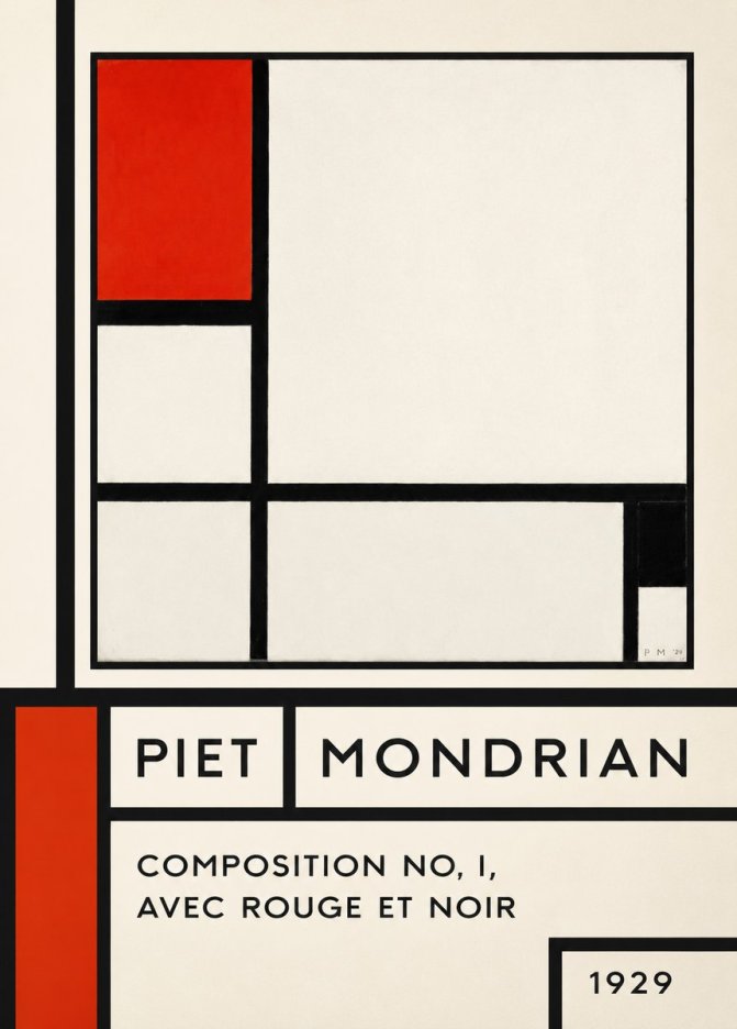 Piet Mondrian Composition No. I, Avec Rouge Et Noir No6 - Poszter