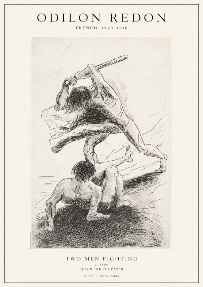Odilon Redon Two Men Fighting No1 - Poszter