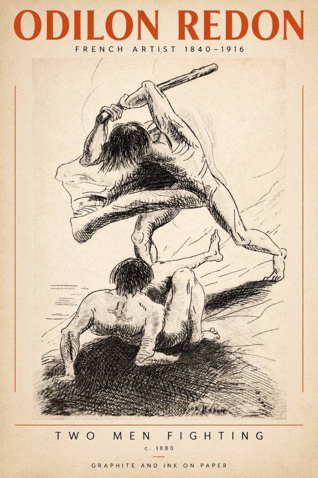 Odilon Redon Two Men Fighting No2 - Poszter