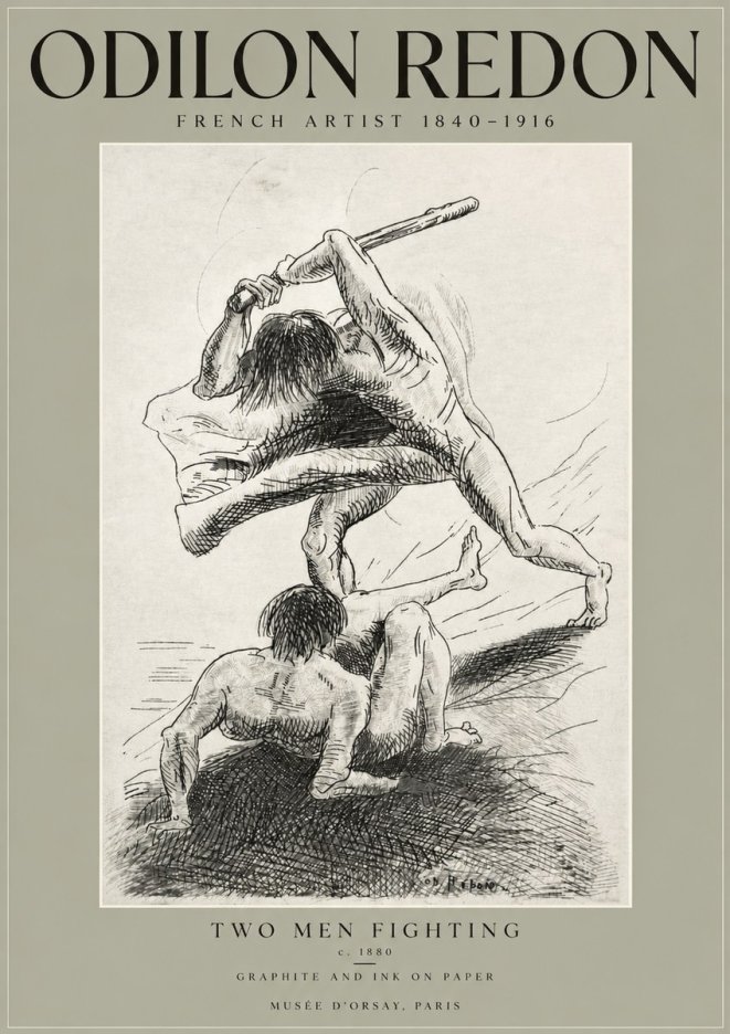 Odilon Redon Two Men Fighting No3 - Poszter