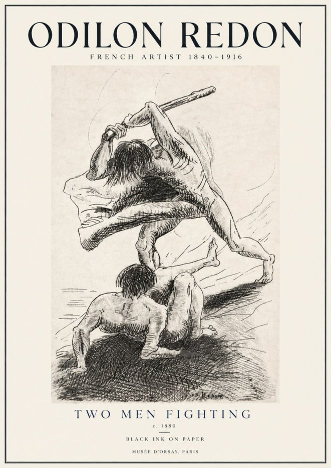 Odilon Redon Two Men Fighting No4 - Poszter