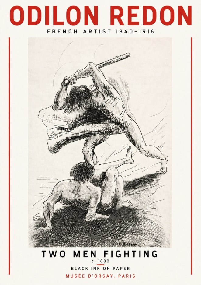 Odilon Redon Two Men Fighting No5 - Poszter