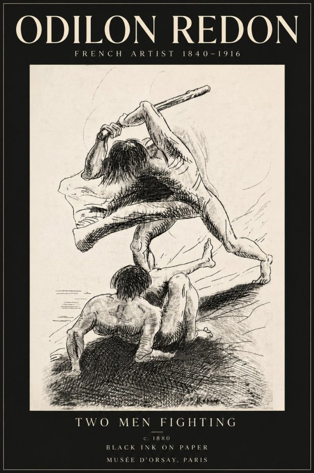 Odilon Redon Two Men Fighting No6 - Poszter