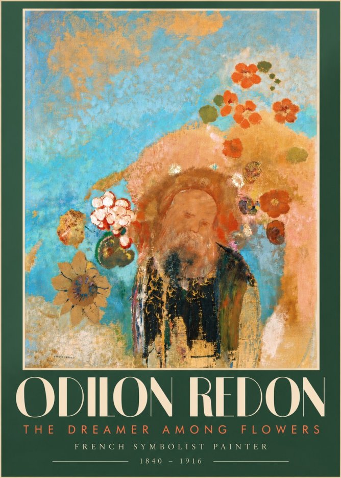 Odilon Redon The Dreamer Among Flowers No5 - Poszter