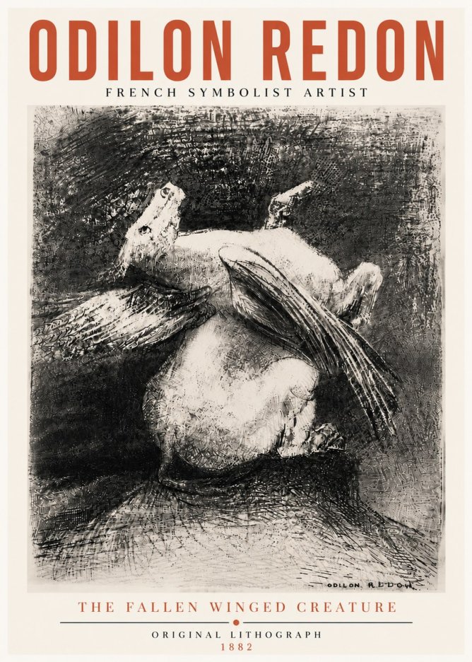 Odilon Redon The Fallen Winged Creature No5 - Poszter
