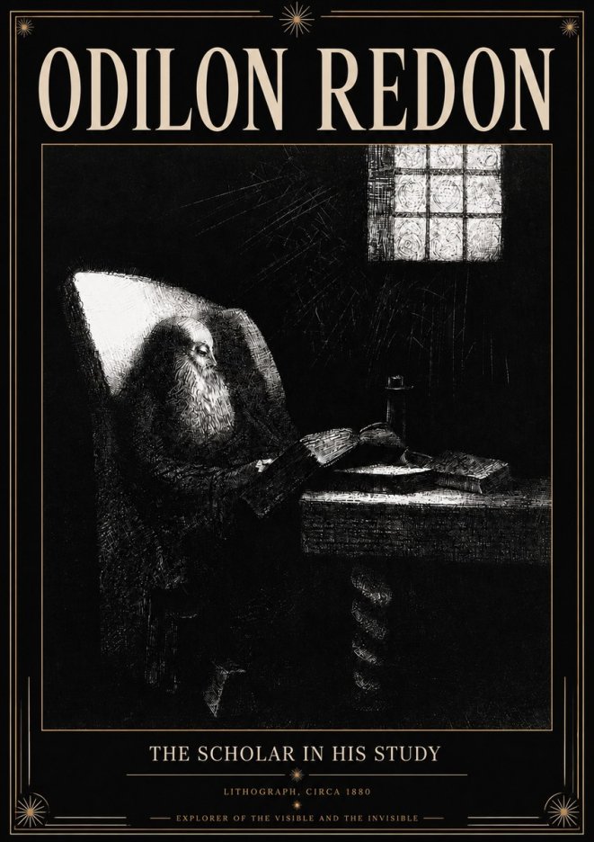 Odilon Redon The Scholar in His Study No3 - Poszter