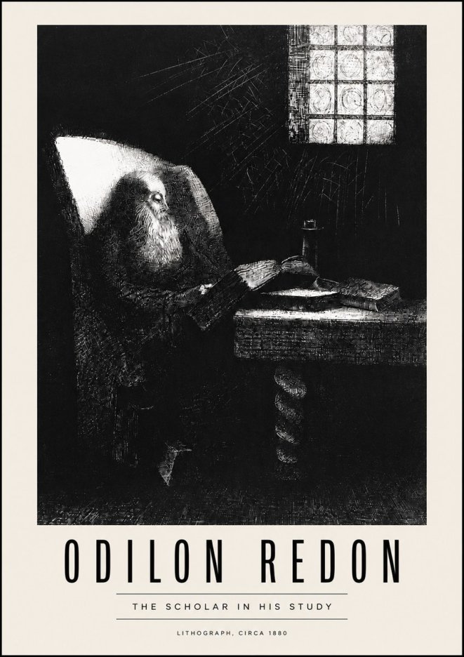 Odilon Redon The Scholar in His Study No4 - Poszter