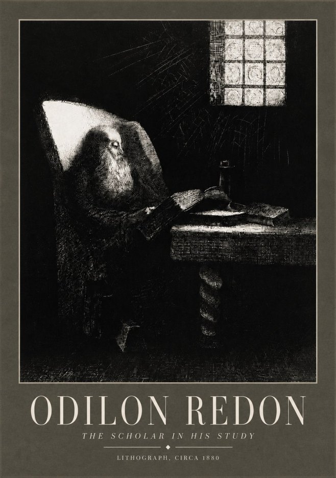 Odilon Redon The Scholar in His Study No5 - Poszter