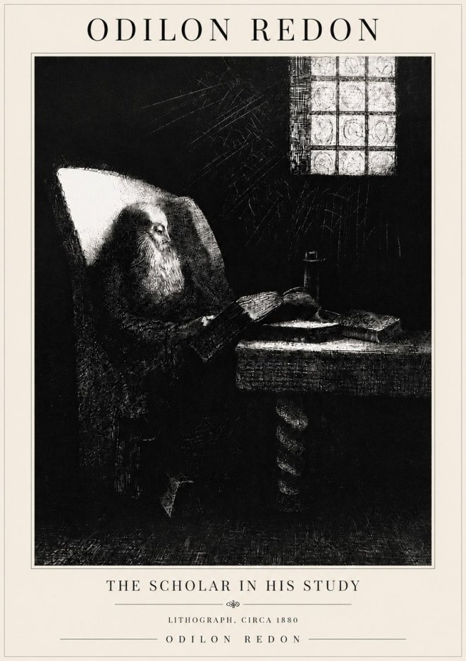 Odilon Redon The Scholar in His Study No6 - Poszter