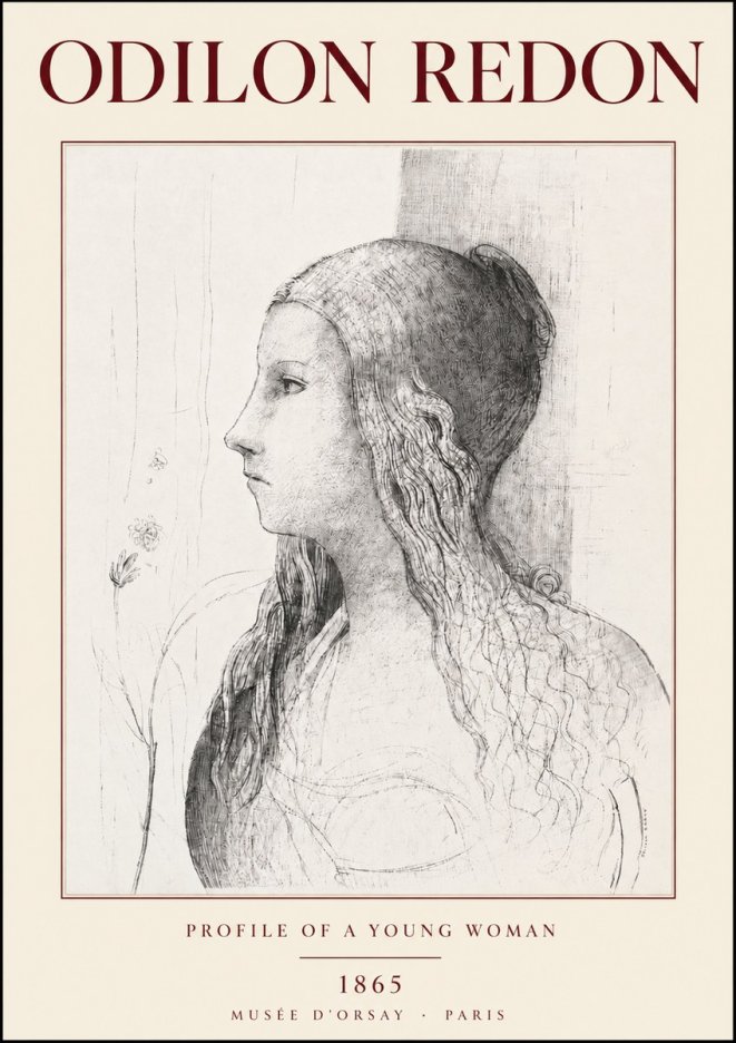 Odilon Redon Profile of a Young Woman No3 - Poszter