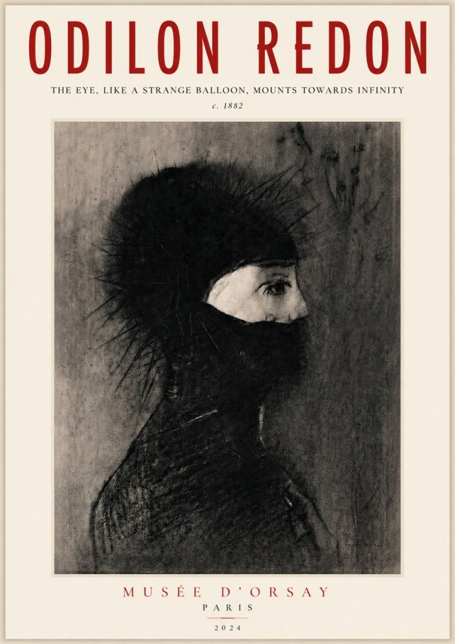 Odilon Redon The Eye, Like a Strange Balloon, Mounts Towards Infinity No5 - Poszter