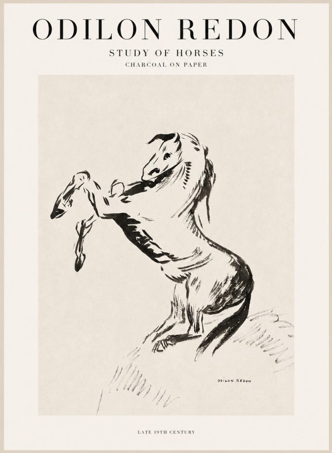Odilon Redon Study of Horses No1 - Poszter