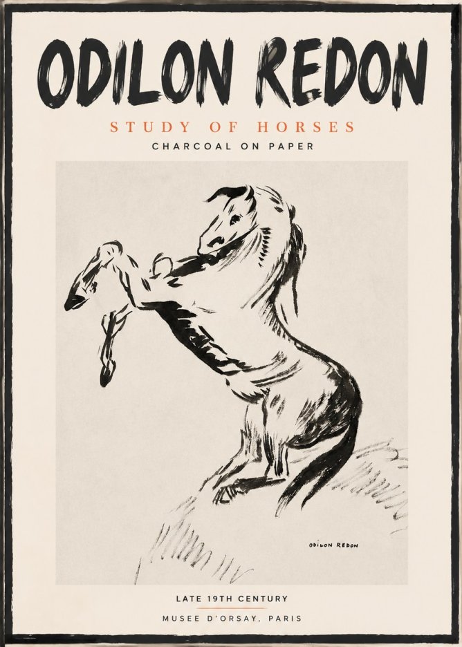 Odilon Redon Study of Horses No2 - Poszter