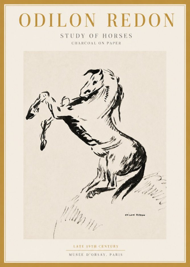 Odilon Redon Study of Horses No3 - Poszter