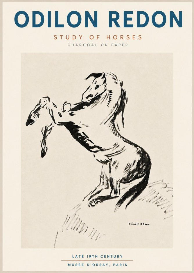 Odilon Redon Study of Horses No4 - Poszter