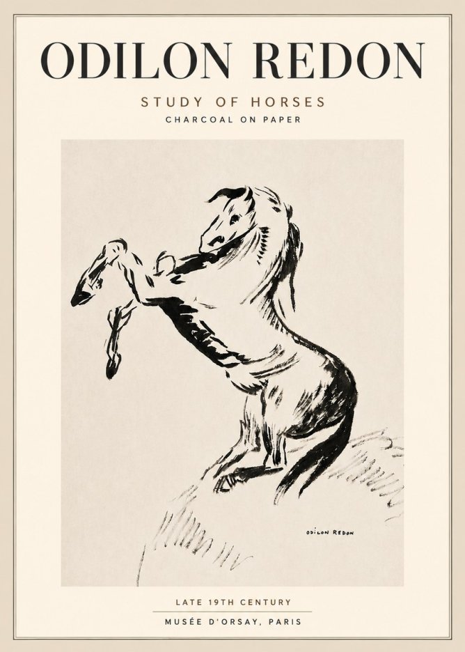 Odilon Redon Study of Horses No5 - Poszter