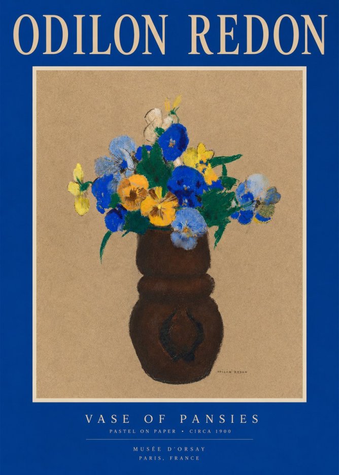 Odilon Redon Vase of Pansies No2 - Poszter