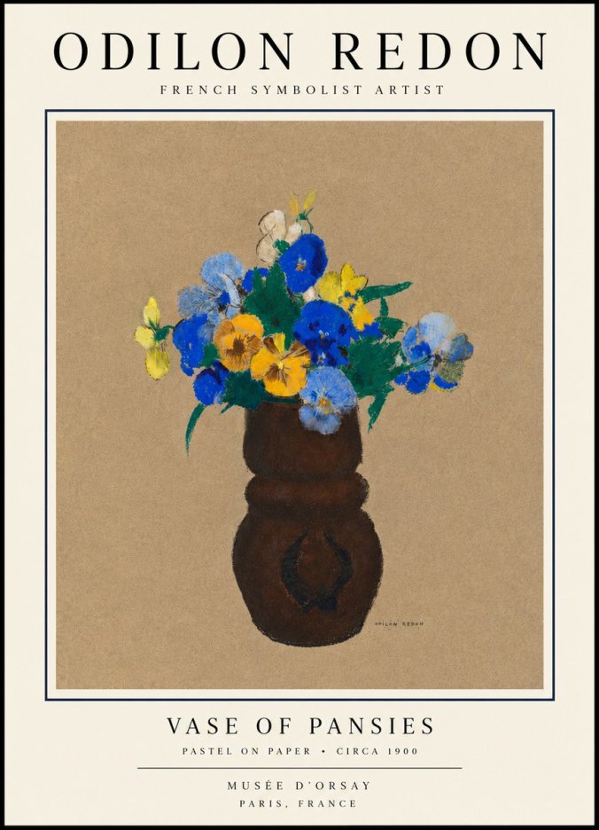 Odilon Redon Vase of Pansies No3 - Poszter