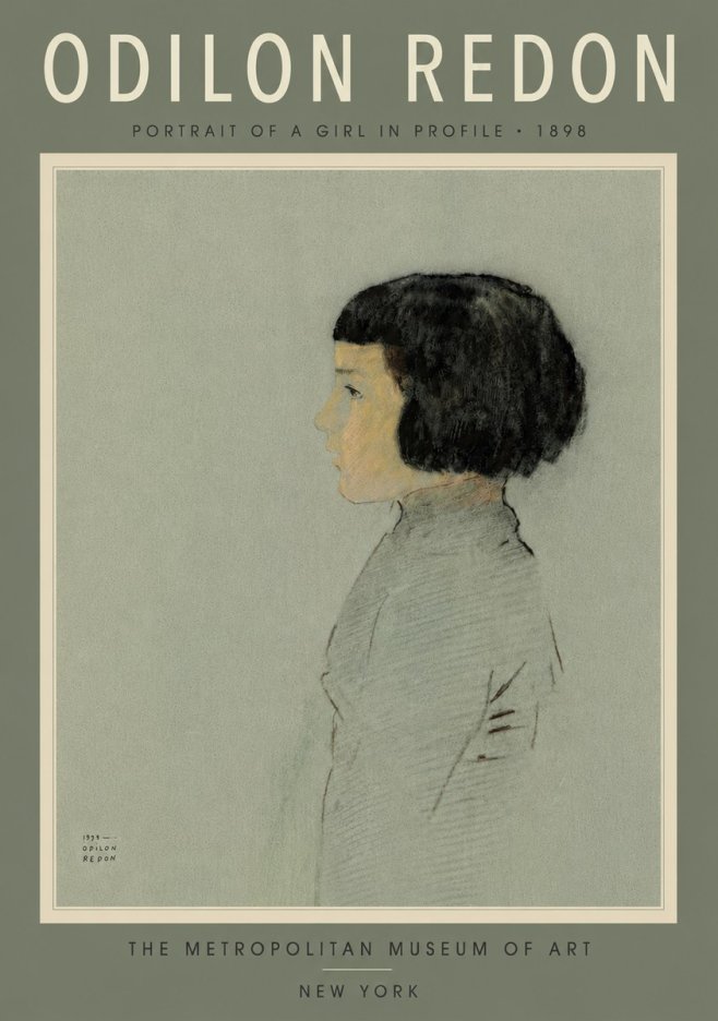 Odilon Redon Portrait of a Girl in Profile No6 - Poszter