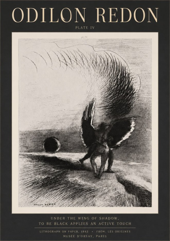 Odilon Redon Sous L'aile D'ombre L'être Noir Appliquait Une Active Morsure Plate Iv No3 - Poszter