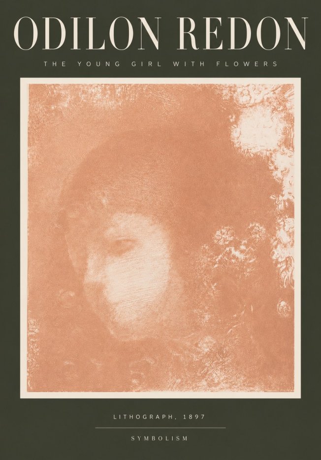 Odilon Redon The Young Girl with Flowers No4 - Poszter