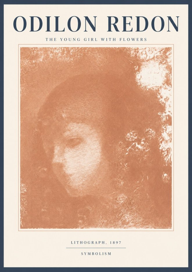 Odilon Redon The Young Girl with Flowers No5 - Poszter